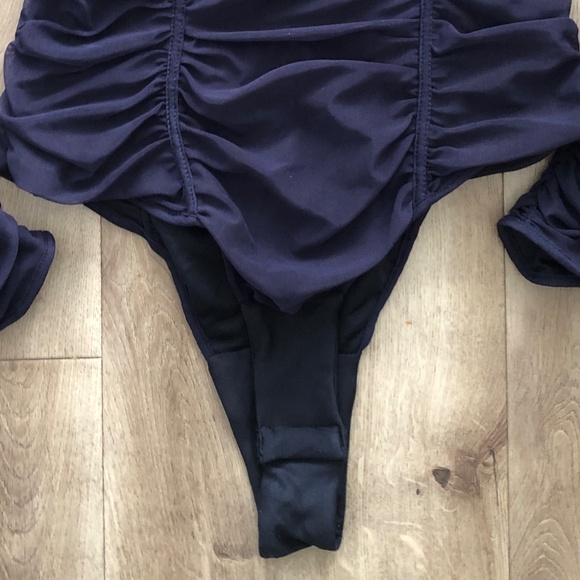 Zara, Ruched, Navy Blue, Tight, Fitted, Bodysuit, Size Med, NEW With Tags - Picture 6 of 12